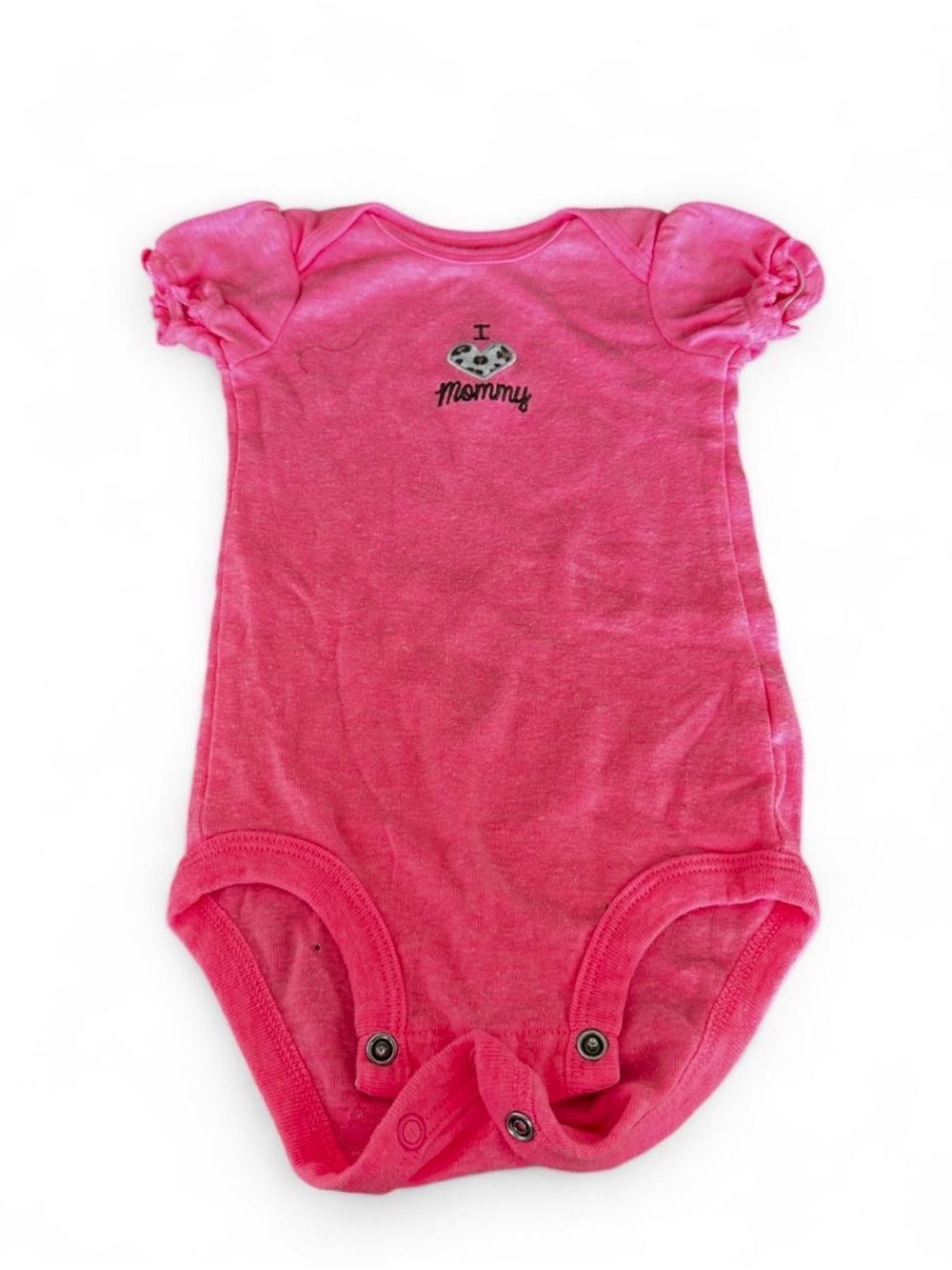 Carter's Hot Pink Puff-Sleeve Baby One-Piece with 'I ♥ Mommy' Heart